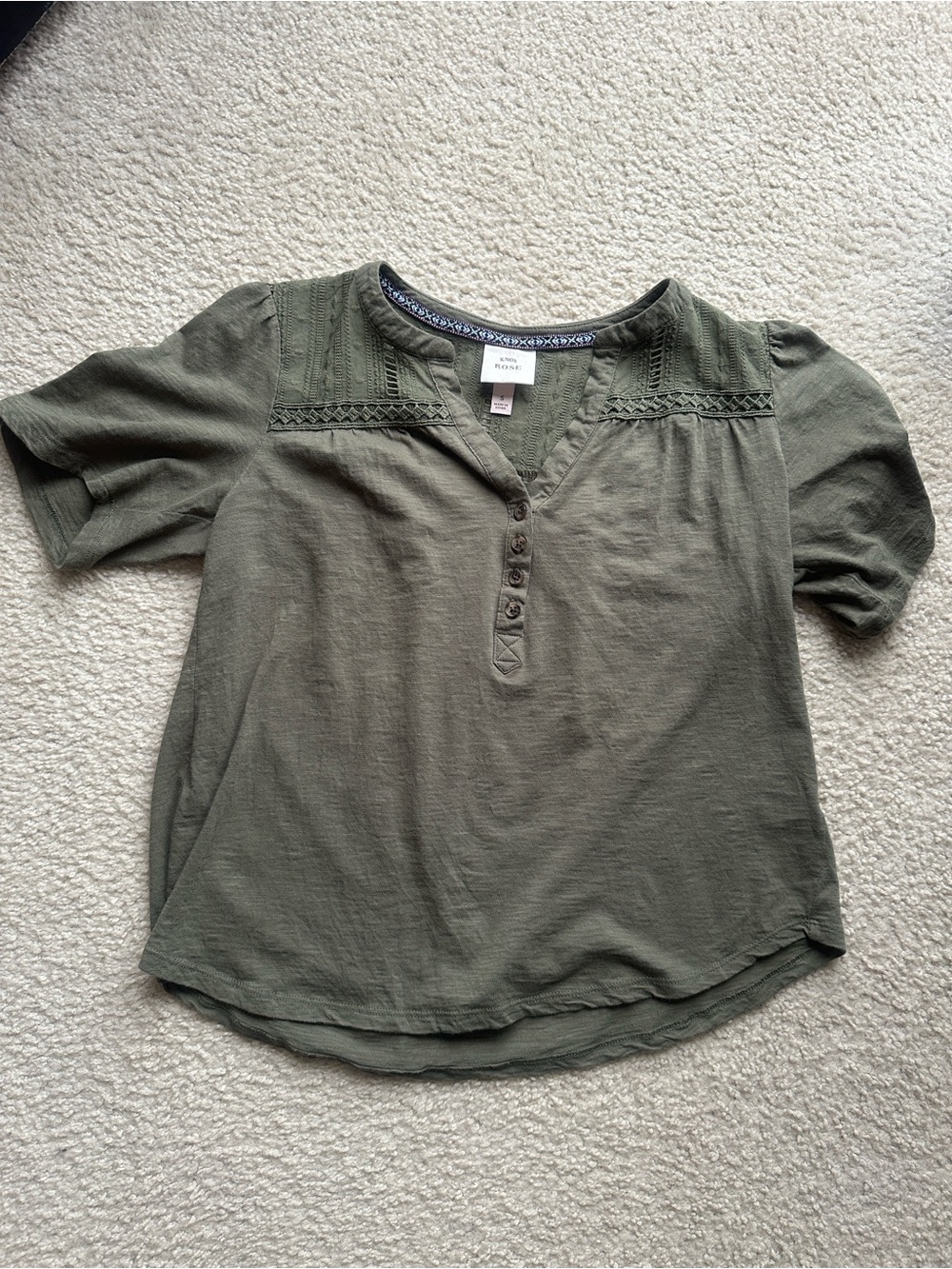 Knox Rose Olive Green Short Sleeve Top